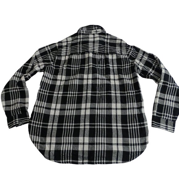 Jachs Girlfriend Black White Plaid Flannel Button Up Shirt Women Size S Pockets - Picture 7 of 12